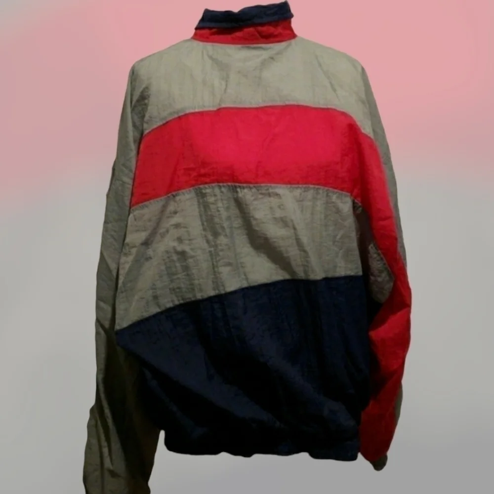 VINTAGE 80s Nylon Wind Suit Jacket Athletic Works 2XL Color Block EUC